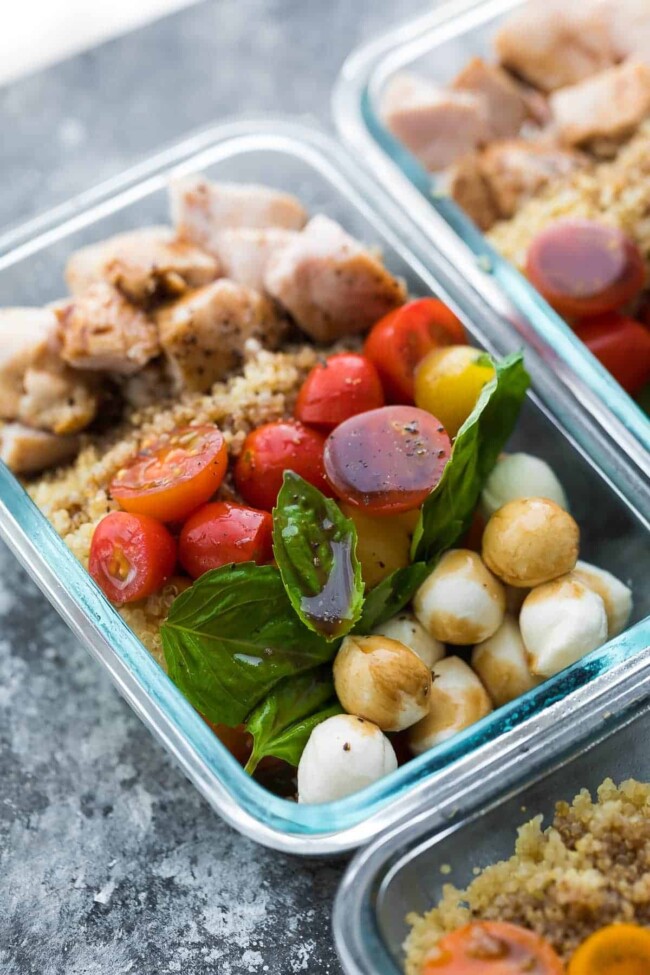 Caprese Chicken Salad Meal Prep Bowls Sweet Peas And Saffron