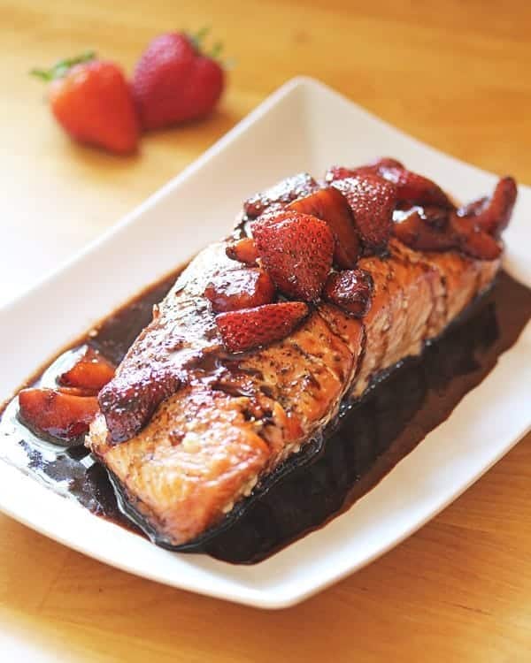 salmon with strawberry balsamic sauce (old photo)