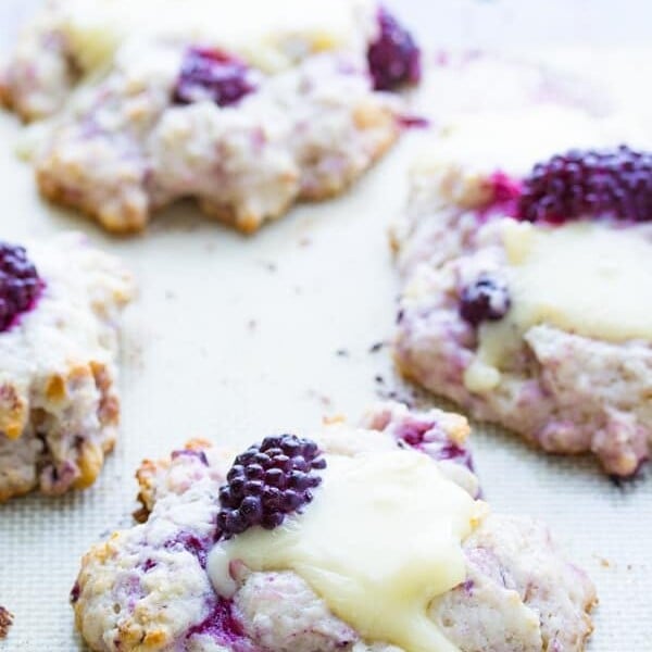 four blackberry scones with walnuts and brie