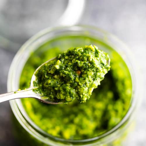 5 Minute Kale Pesto Sweet Peas and Saffron