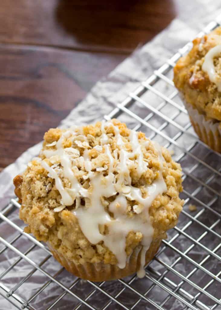 close up of an oatmeal muffin