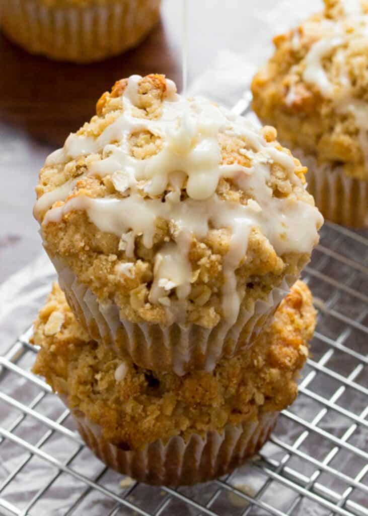 a close up of an oatmeal muffin