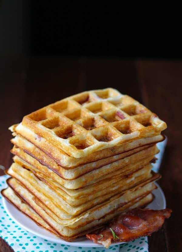 Crispy Overnight Yeast Waffles (Bacon & Rosemary)