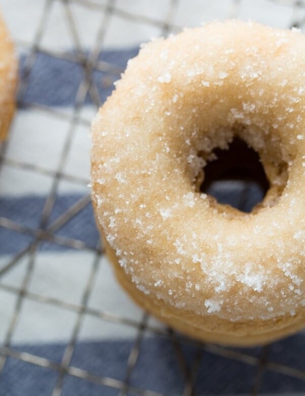 bourbon sugared french toast donut on wire rack