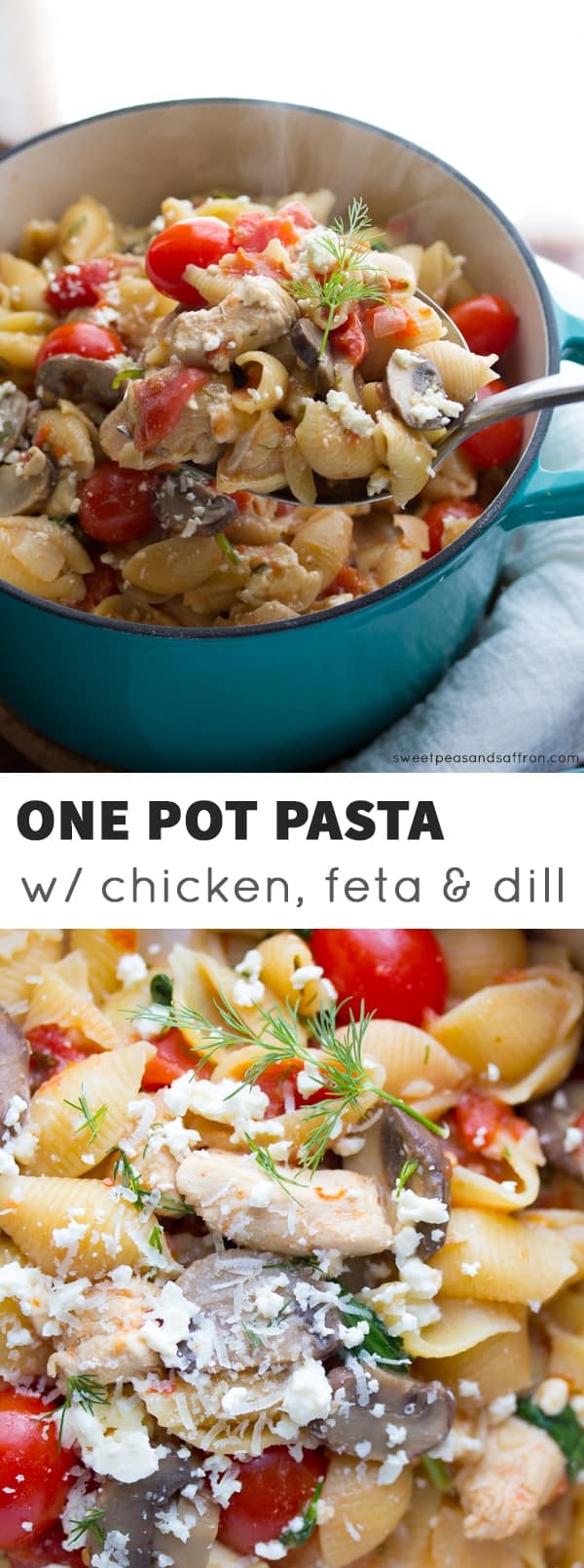 One Pot Pasta with Chicken, Feta and Dill