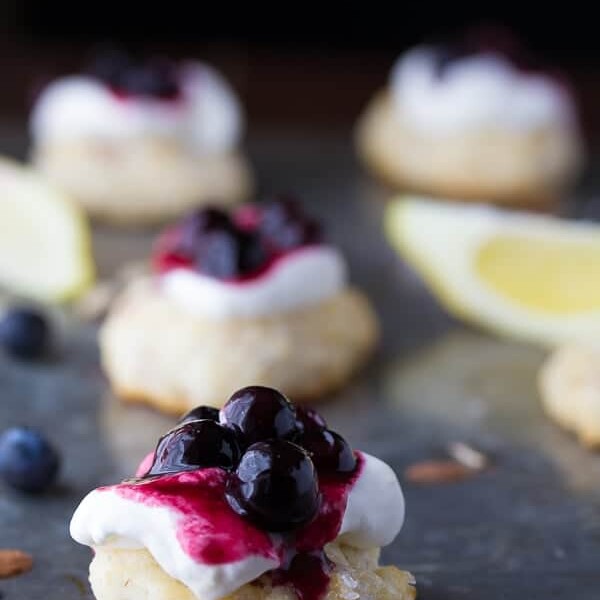 blueberry almond shortcakes with lemon whipped cream