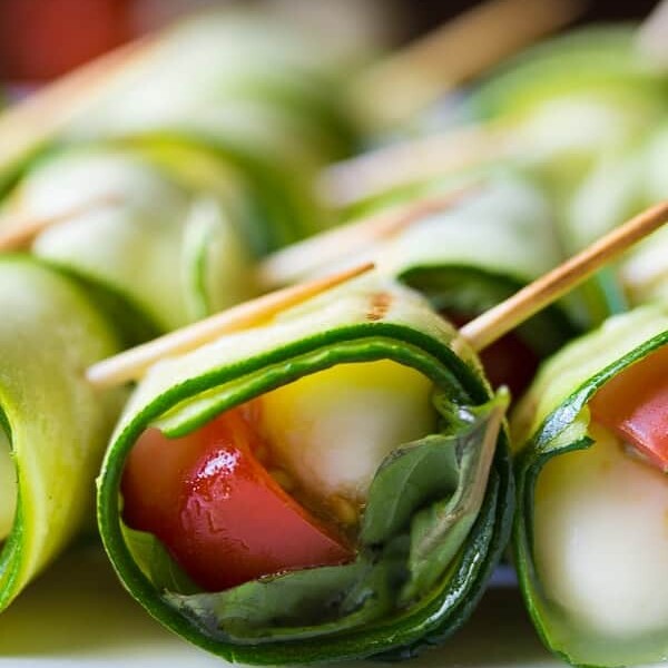 grilled zucchini caprese roll ups