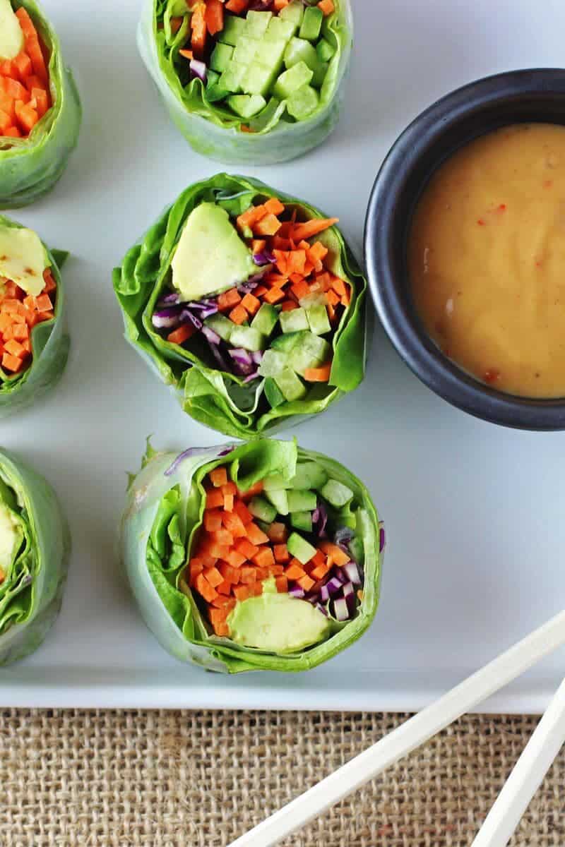 overhead shot of vegetable rolls