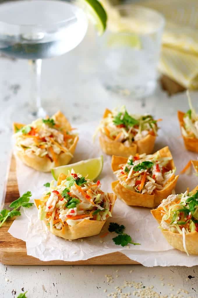 thai chicken wonton cups