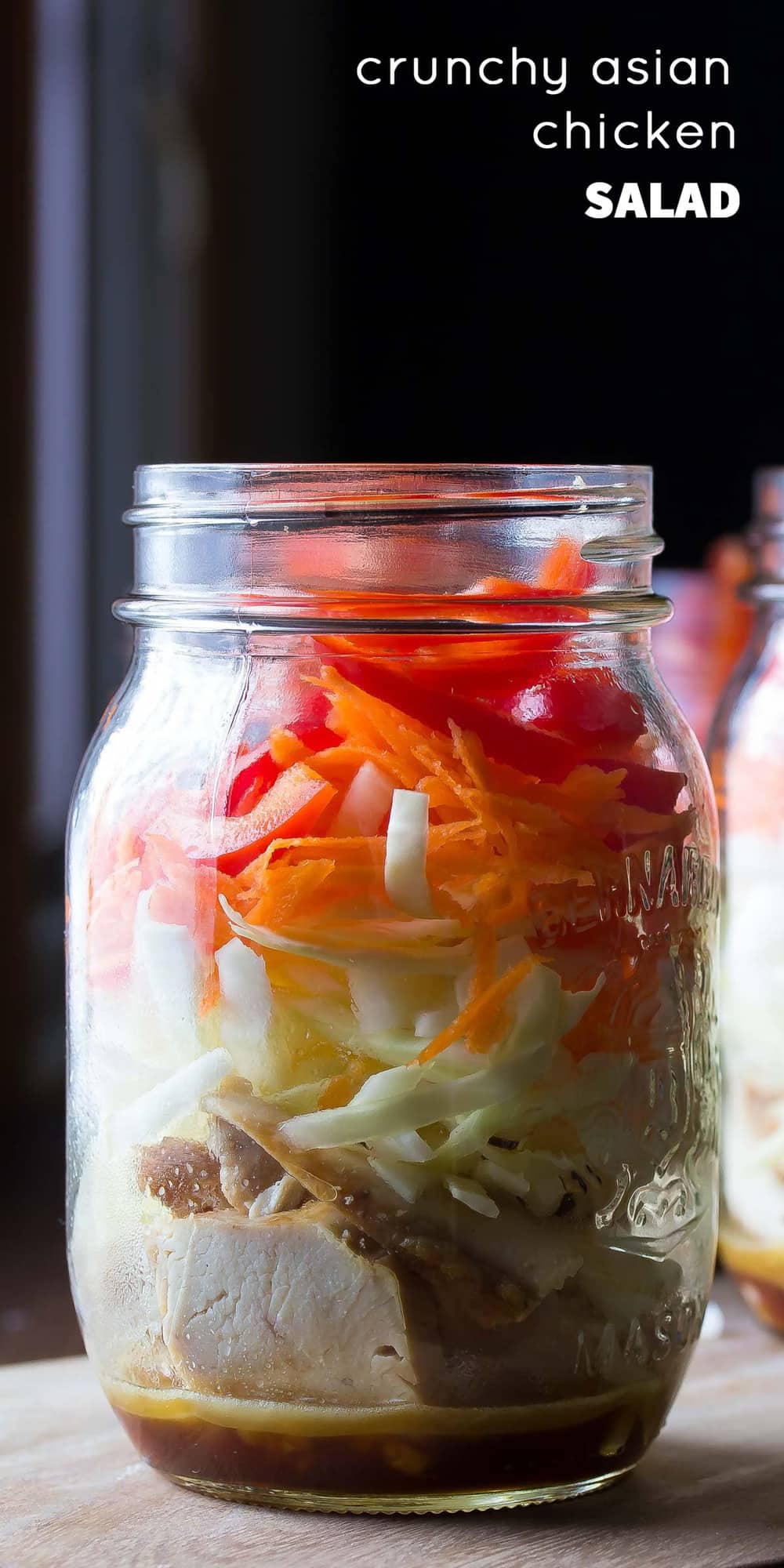 Thai Chicken Mason Jar Salad with Spicy Peanut Dressing