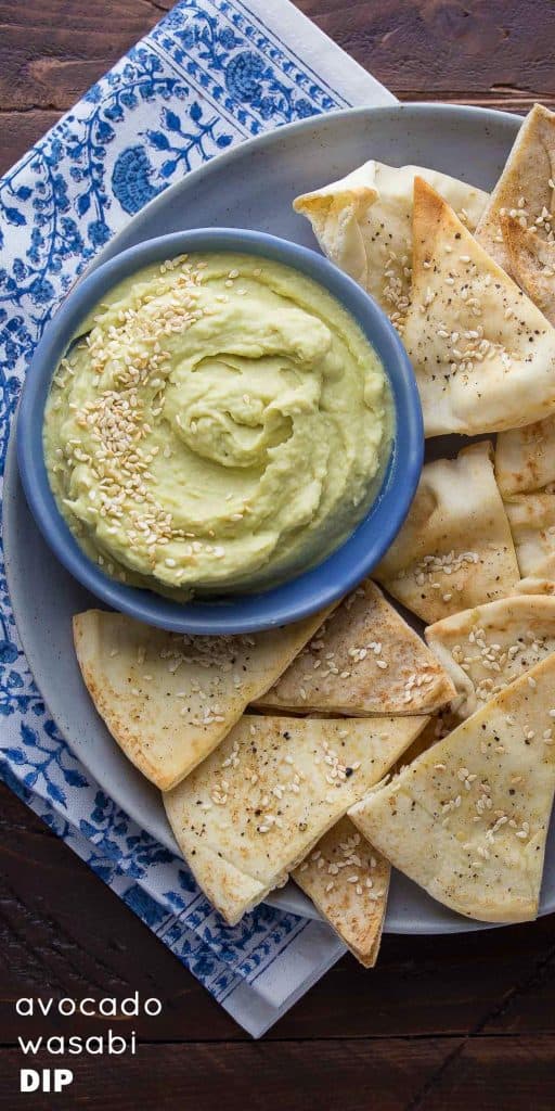 Avocado white bean dip with wasabi and ginger