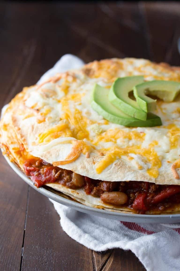 Leftover Chili Tortilla Stack