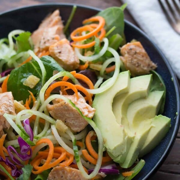 asian salmon salad with candied ginger and lime vinaigrette