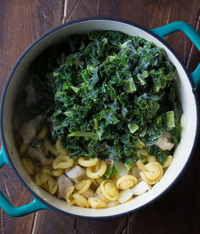 One Pot Pasta with Kale & Goat Cheese
