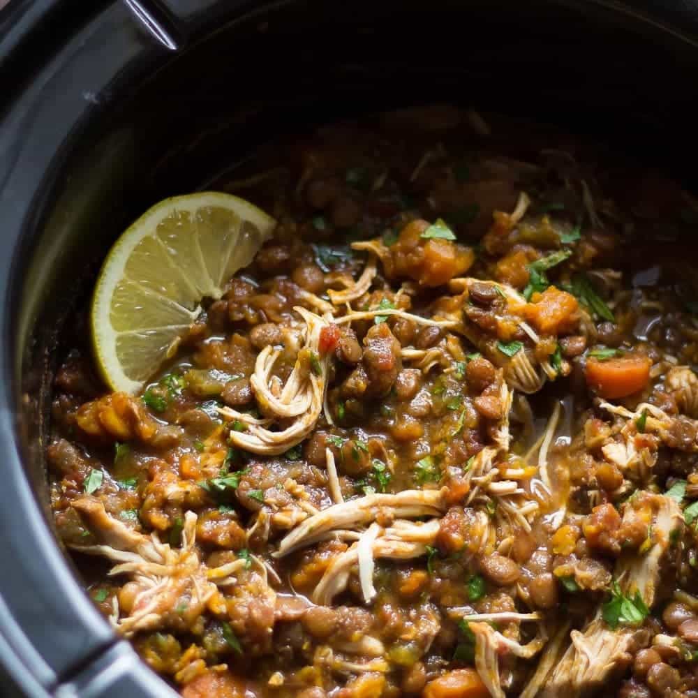 Slow Cooker Ethiopian Chicken Stew with Lentils and Sweet Potato