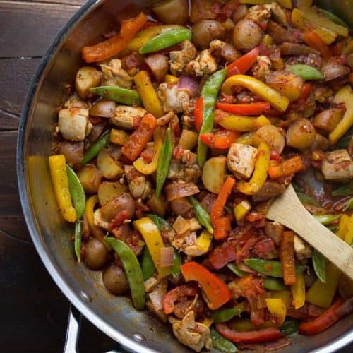 Healthy Chicken Skillet with Cajun Potatoes and Veggies