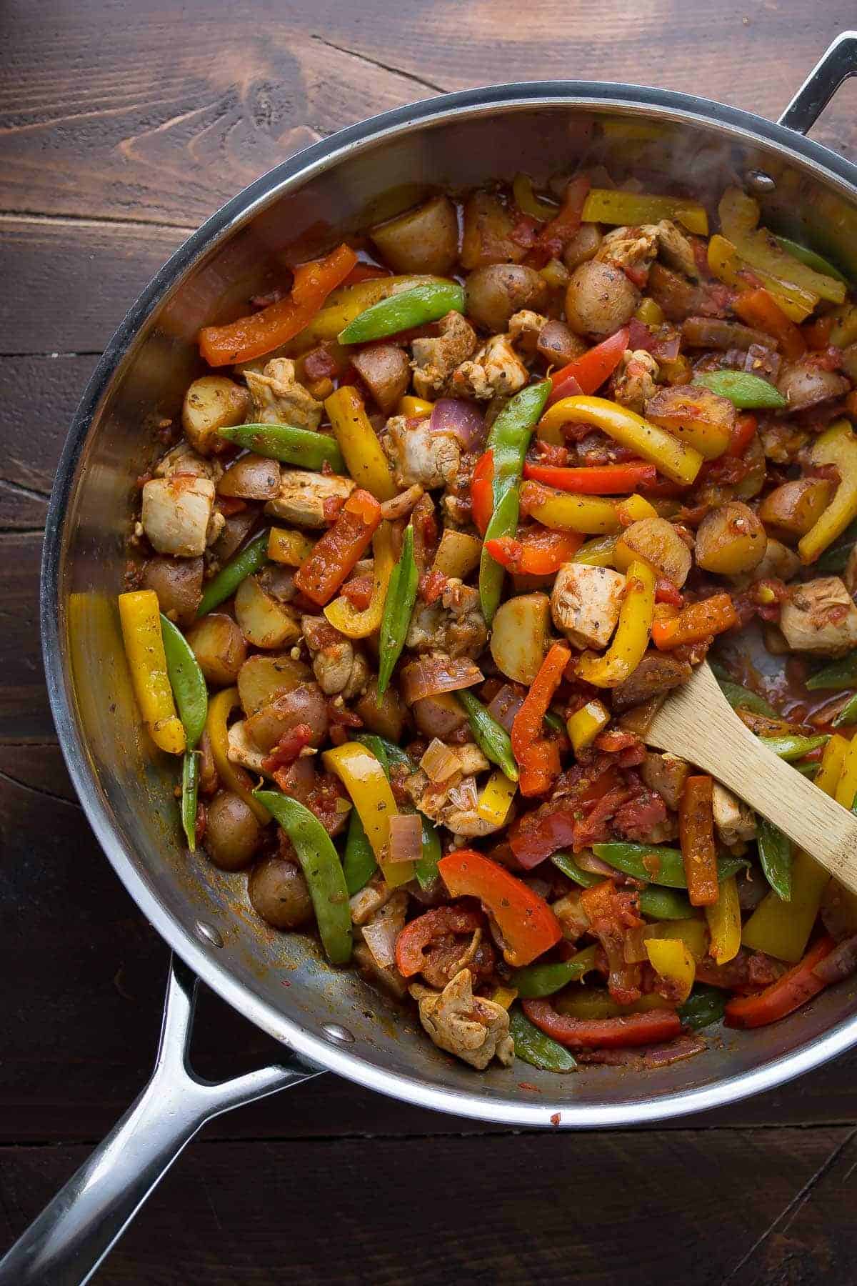 Healthy Chicken Skillet with Cajun Potatoes and Veggies