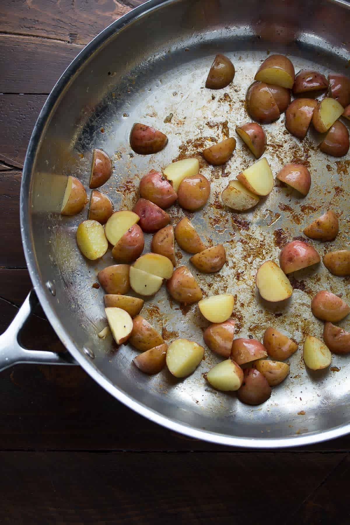 Healthy Chicken Skillet with Cajun Potatoes and Veggies. A one pot, 30-minute dinner recipe!