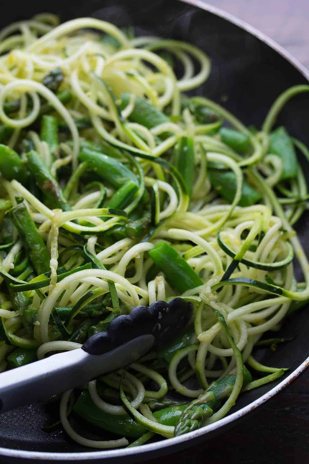 Spiralized Pasta with Egg and Asparagus