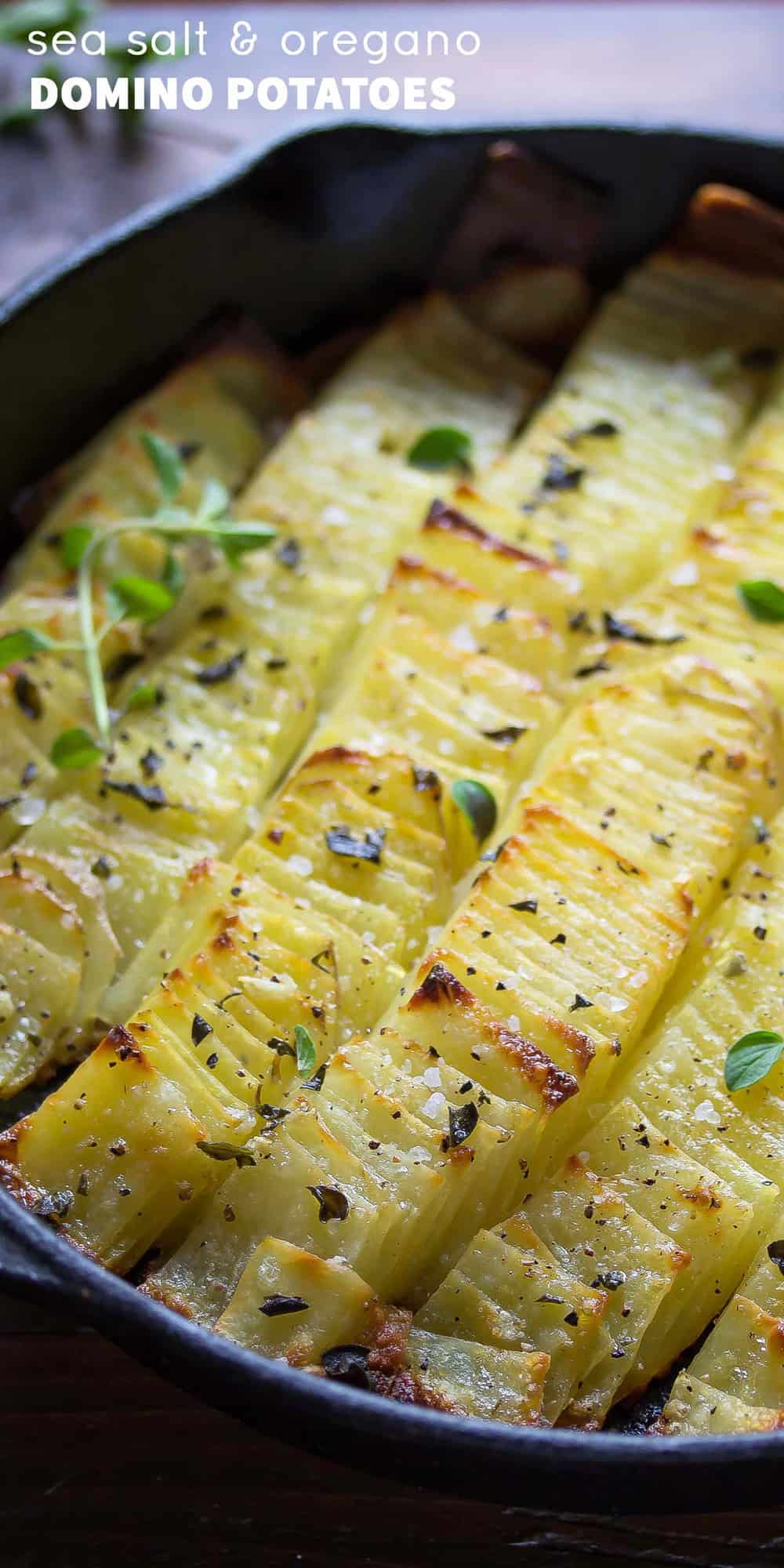 Sea Salt and Oregano Domino Potatoes, an impressive potato side dish recipe that is perfect for the holidays!