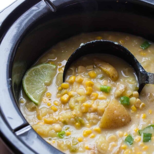 potato corn and jalapeno soup in slow cooker