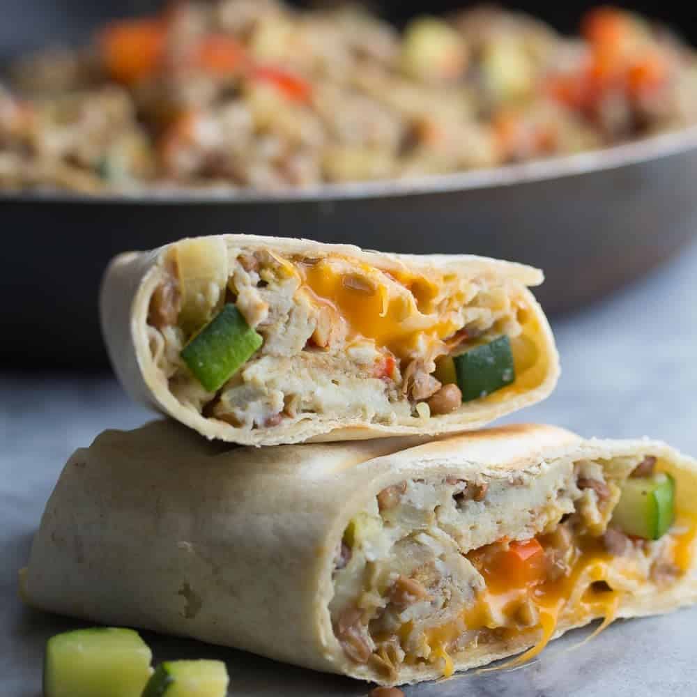 Healthy Breakfast Burritos with Zucchini and Lentils