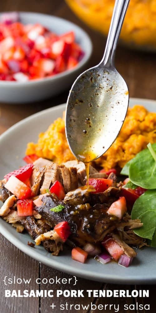 Slow Cooker Pork Tenderloin with Strawberry Salsa