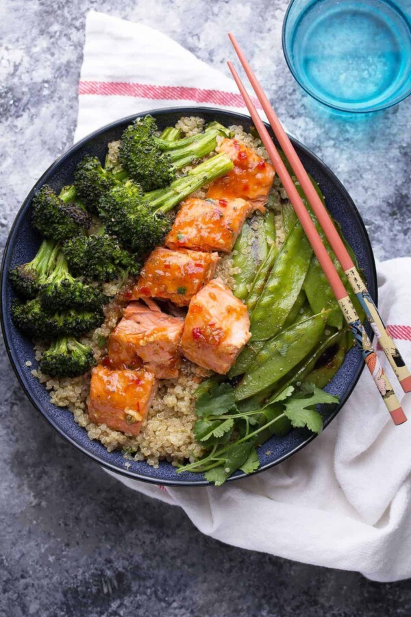 Sweet Chili Salmon & Broccoli Quinoa Bowl