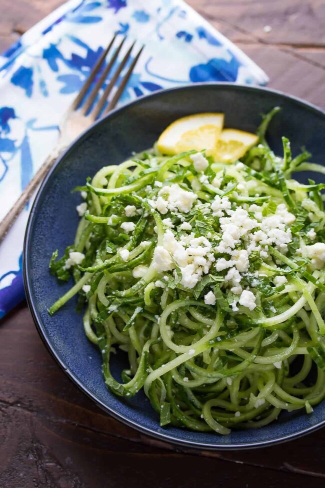 Spiralized Cucumber Salad With Feta And Mint Sweet Peas And Saffron