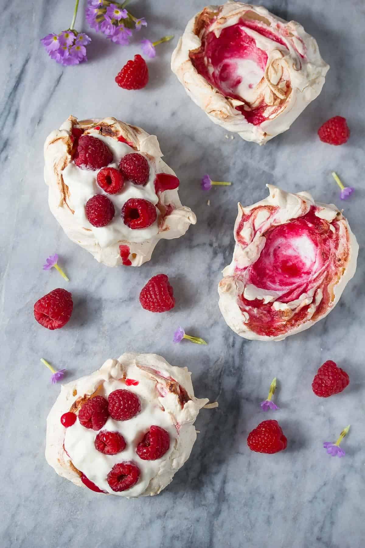 Swirled Raspberry Meringue Nests - Sweet Peas And Saffron