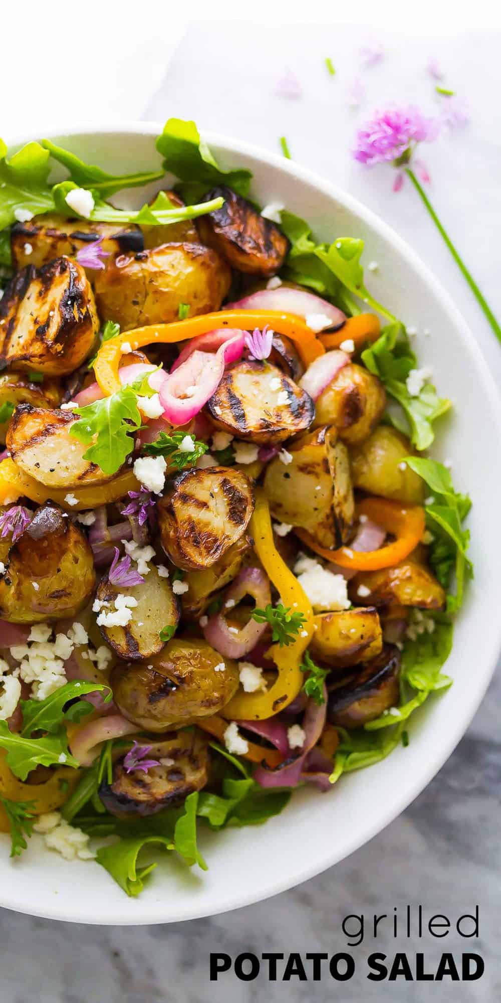  Grilled Potato Salad in white bowl