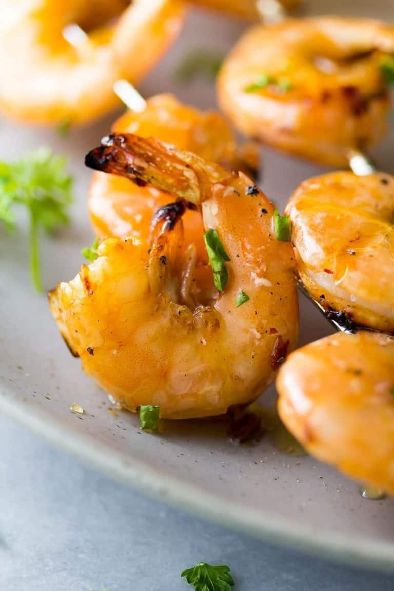 Chipotle Grilled Shrimp Skewers with Maple Glaze | Sweet Peas & Saffron