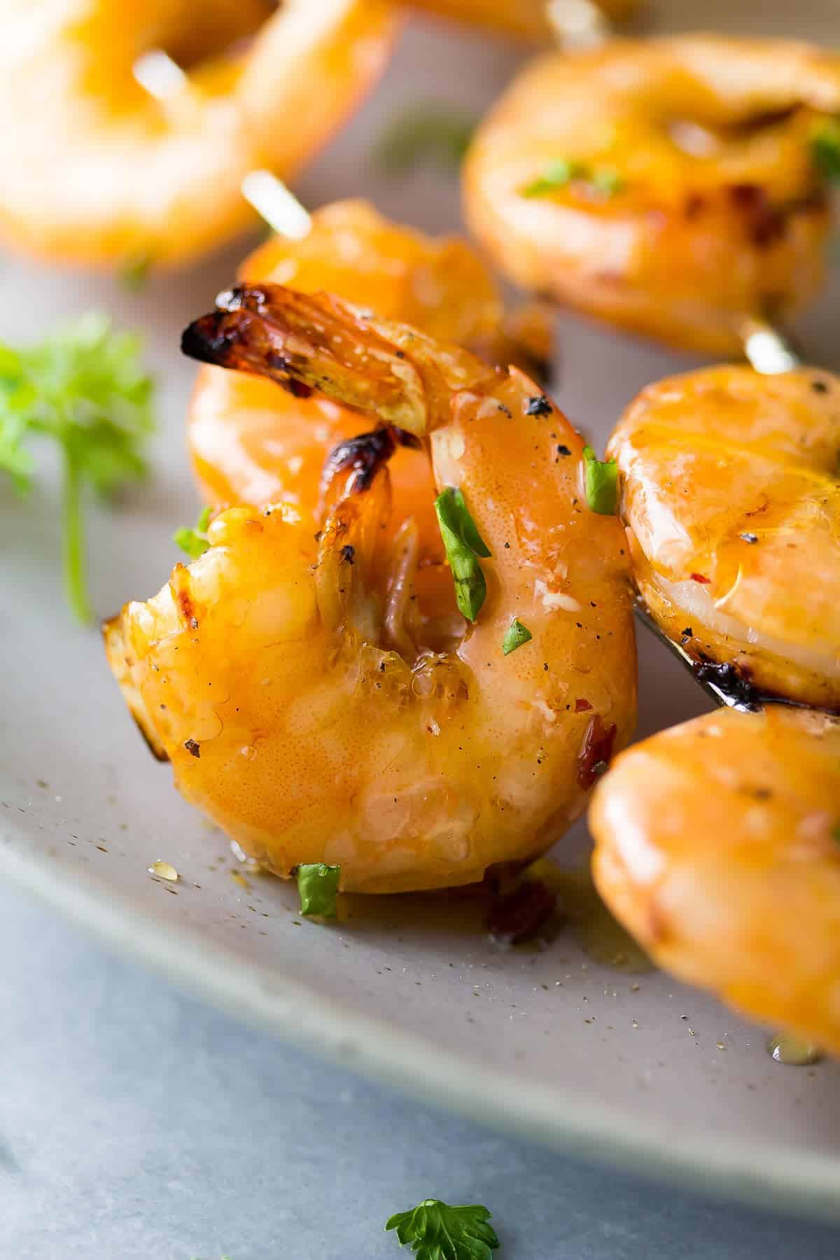 Close up of one Chipotle Grilled Shrimp