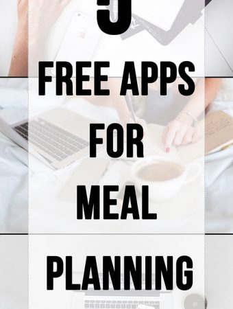 person on a computer with text overlay saying free apps for meal planning