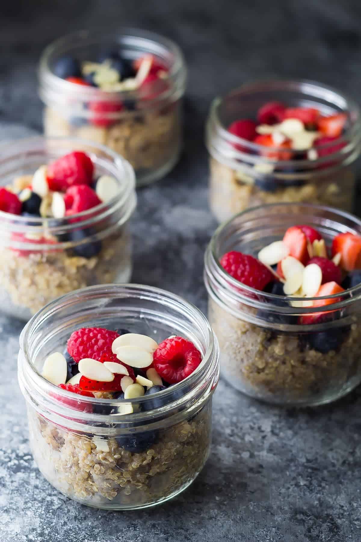 Berry Quinoa Breakfast Meal Prep in jars