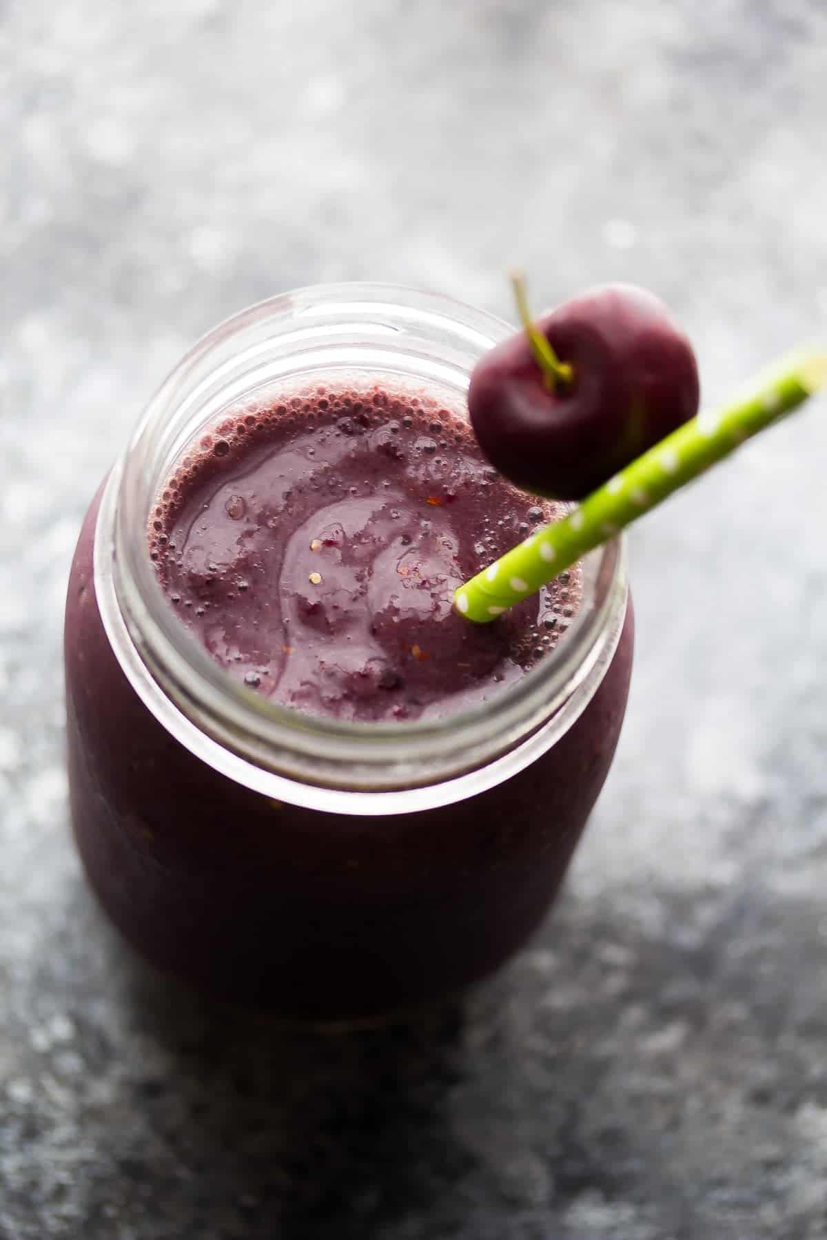 side angle view of goji berry smoothie