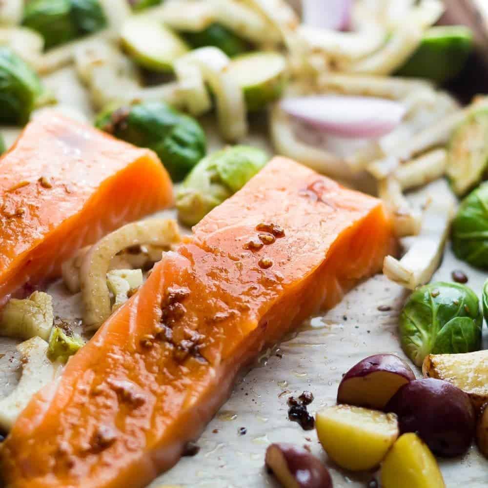 Mediterranean Salmon Sheet Pan Dinner - Sweet Peas and Saffron