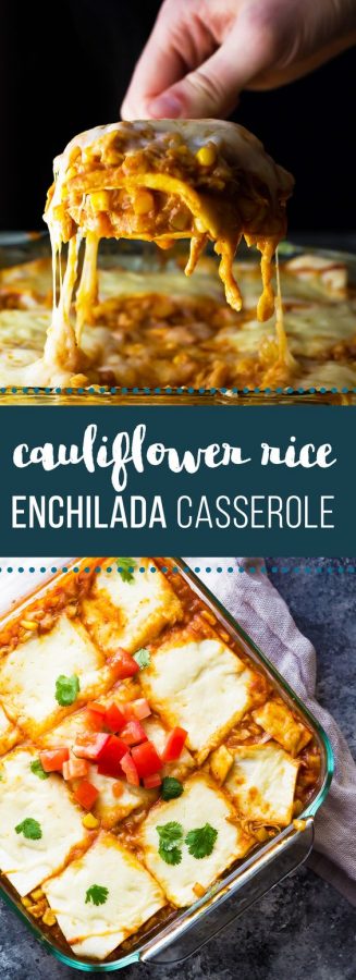 cauliflower rice chicken enchilada casserole