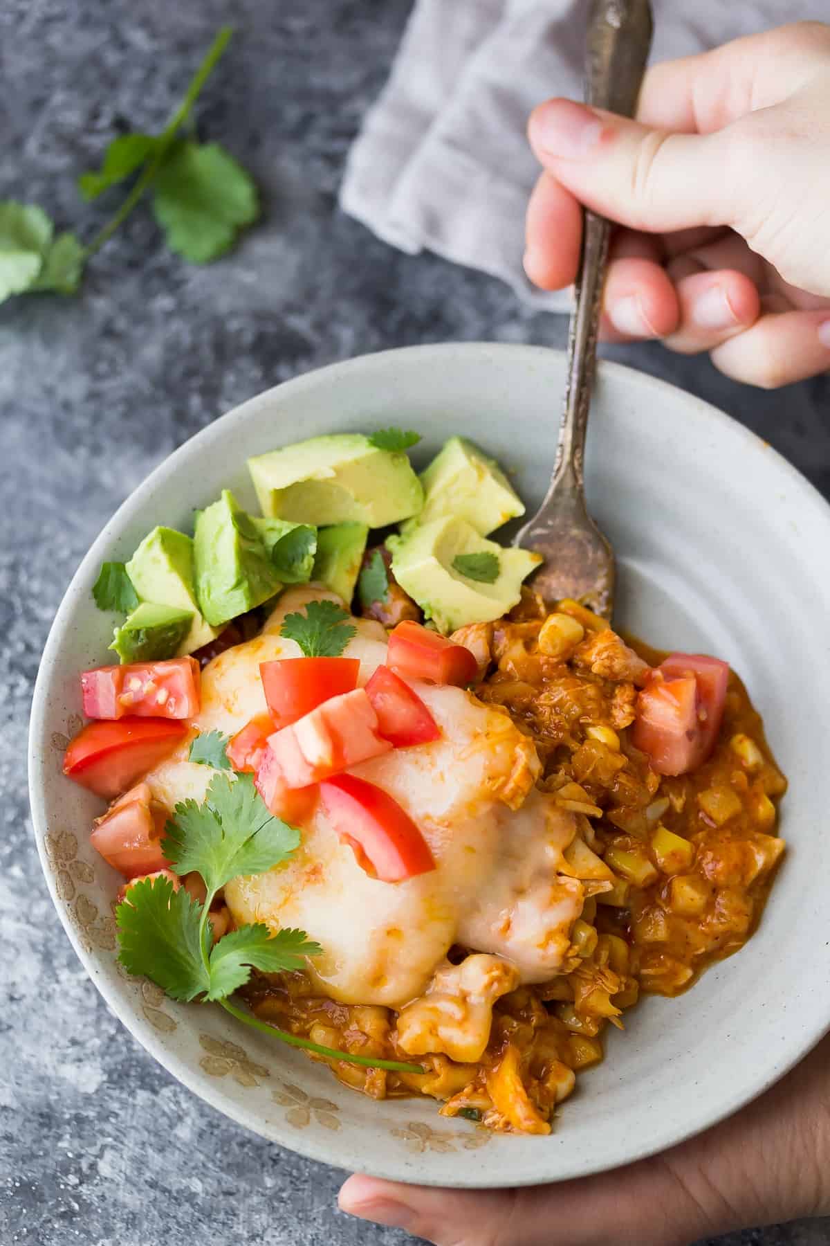 Cauliflower Rice Chicken Enchilada Casserole