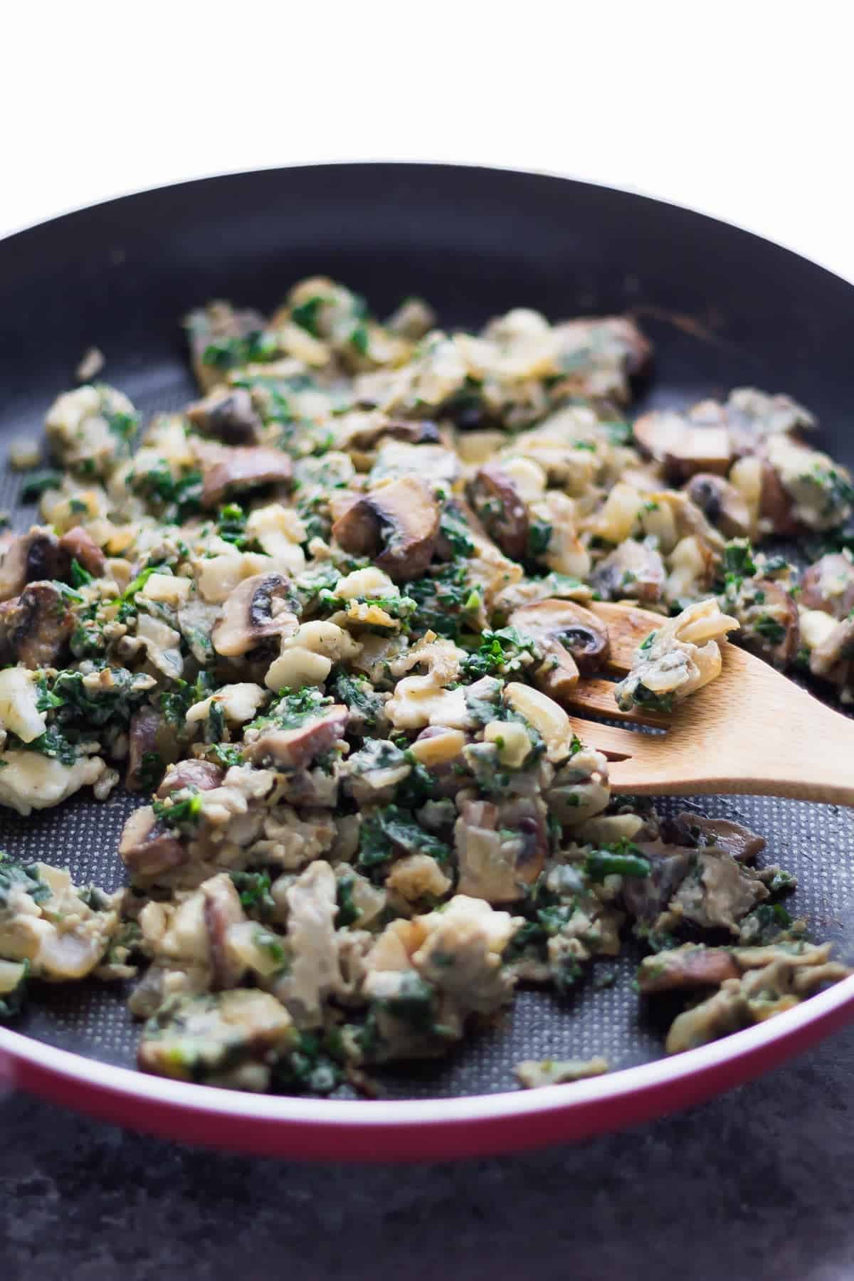 Filling for the Healthy Breakfast Burritos in large saute pan