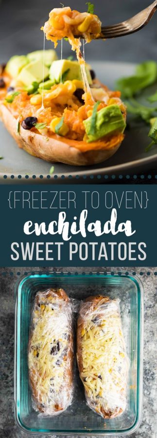 freezer to oven enchilada stuffed sweet potatoes