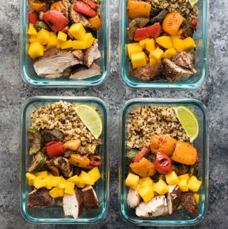 Jerk Chicken Meal Prep Lunch Bowls - Sweet Peas and Saffron