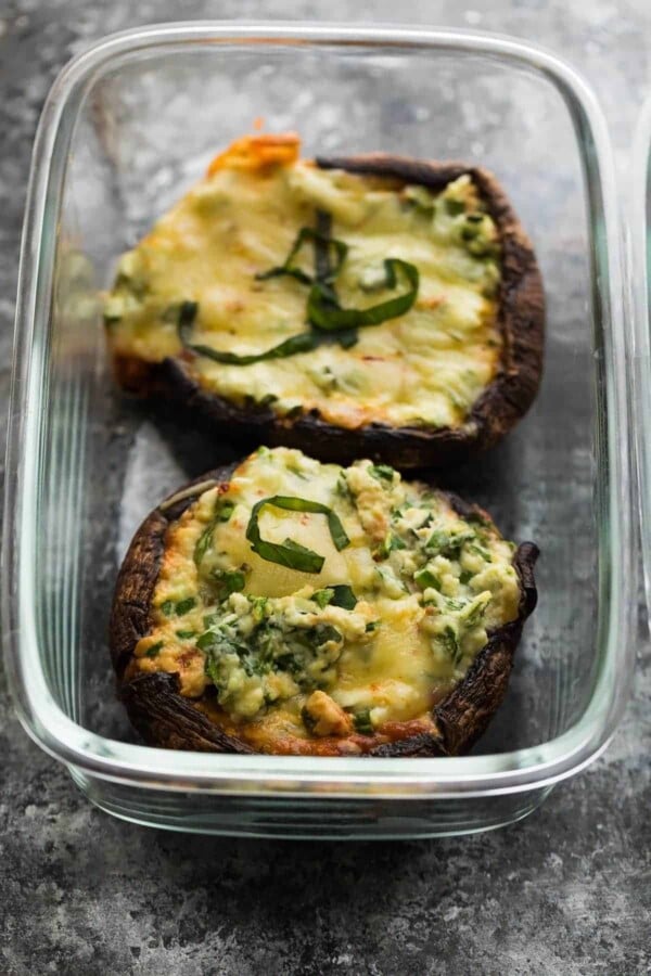 stuffed mushrooms in oxo 8 cup meal prep container