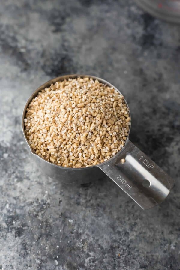 Budget Friendly Meal Prep Tricks- steel cut oats in measuring cup