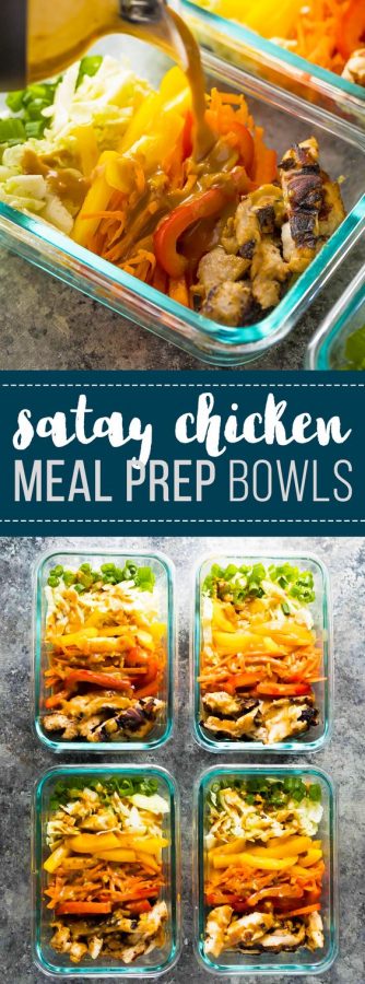 satay chicken meal prep lunch bowls