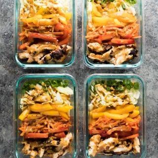 Satay Chicken Meal Prep Lunch Bowls - Sweet Peas and Saffron