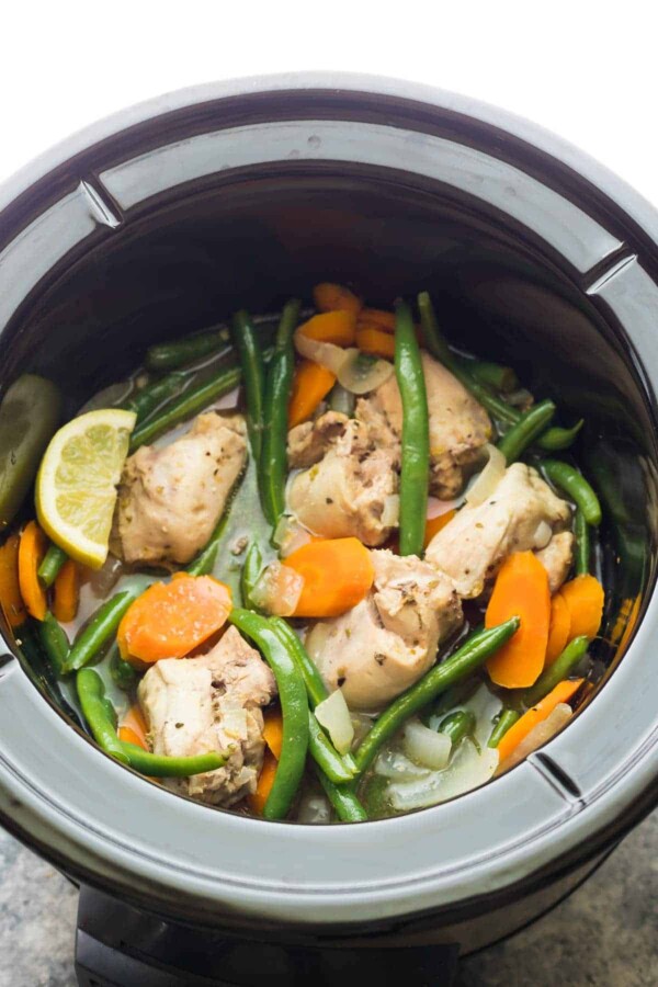 Slow Cooker Lemon Garlic Chicken Thighs (Freezer to Crock Pot) | Sweet ...