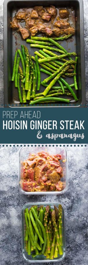 make ahead hoisin ginger steak, asparagus & green beans