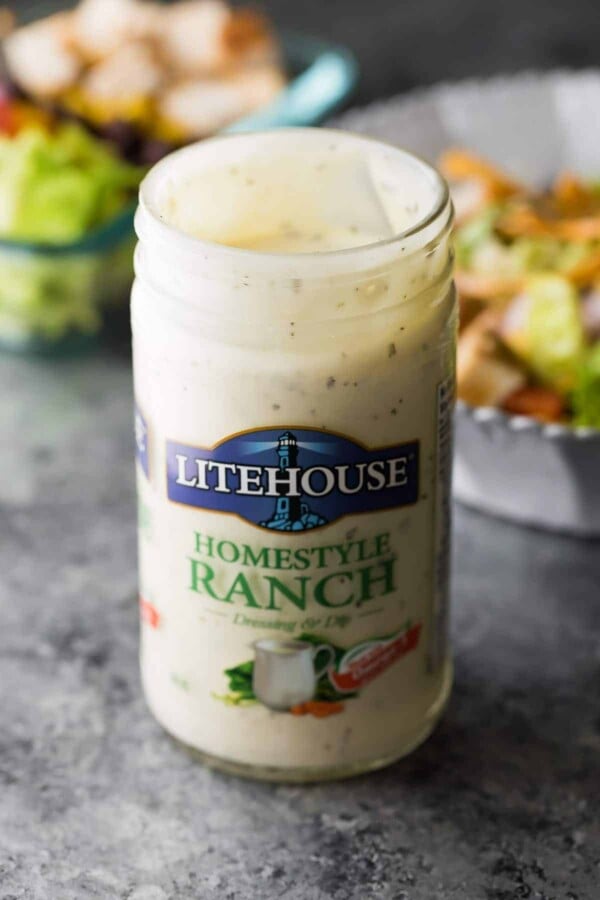 close up shot of litehouse homestyle ranch dressing