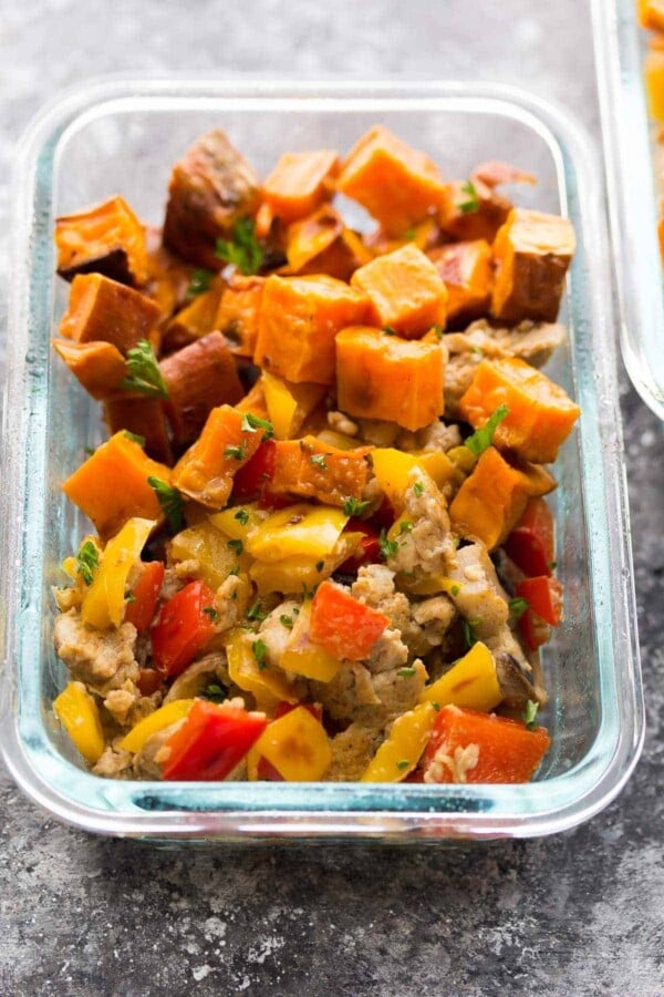 Sweet Potato and Sausage Breakfast Scramble - THE MEAL PREP MANUAL